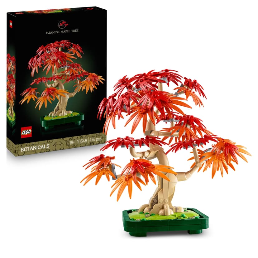 LEGO Botanicals Japanese Maple Bonsai Tree - Artificial Plant Building Kit for Adults with Red and Orange Leaves and Buildable Pot, DIY Office and Home Decoration, Gift for Women and Men 10348 - 1