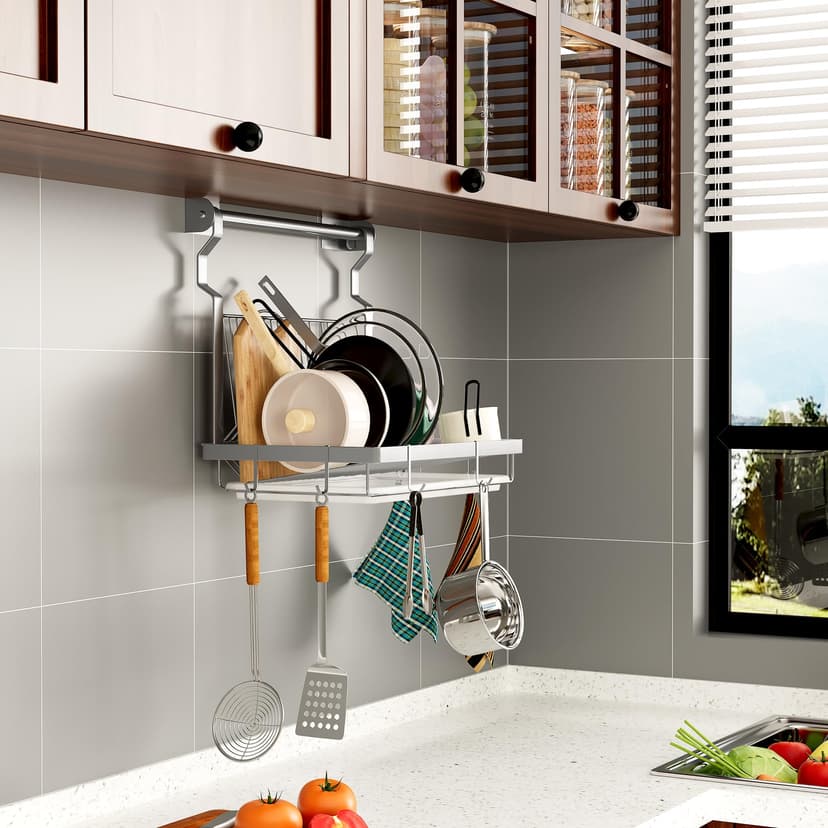 TQVAI ESYLIFE Stainless Steel Dish Rack Organizer with Drain Board, Silver by Esy-Life - 8