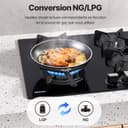 WEHIMO Gas Hob with 4 Burners, Built-in Gas Hob, 60 cm, Cast Iron Grill, 7800W, City Gas and Bottle, Black Glass - 8