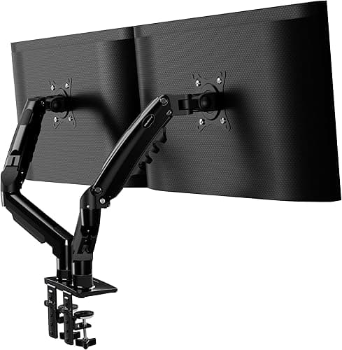 Invision Braccio Monitor Supporto Schermi 19-32 pollici, VESA 75/100mm, Morsetto Scrivania, Regolazione Dell'altezza con Inclinazione, Girevole e Ruota, Capacità di Carico 2-9kg MX400 Braccio Doppio