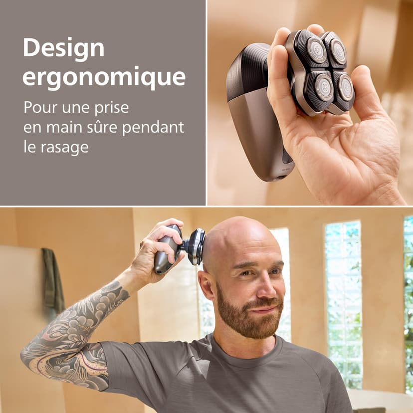 Philips Head Shaver Pro 9000 Series - Rasoir pour la tête d'hommes et femmes, tête flexible 360°, lames ComfortCut, rasage efficace tout en douceur pour la peau, idéal en cadeau, modèle HS9980/15 - 5