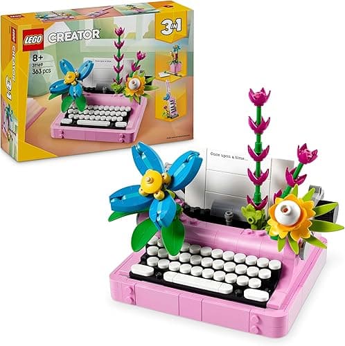 LEGO Creator 3-en-1 La Machine à Écrire avec des Fleurs - Jouet de Construction Se Transformant en Maquette de Keytar ou en Pot de Fleurs - Cadeau d'anniversaire Original Fille ou Garçon 8 Ans 31169
