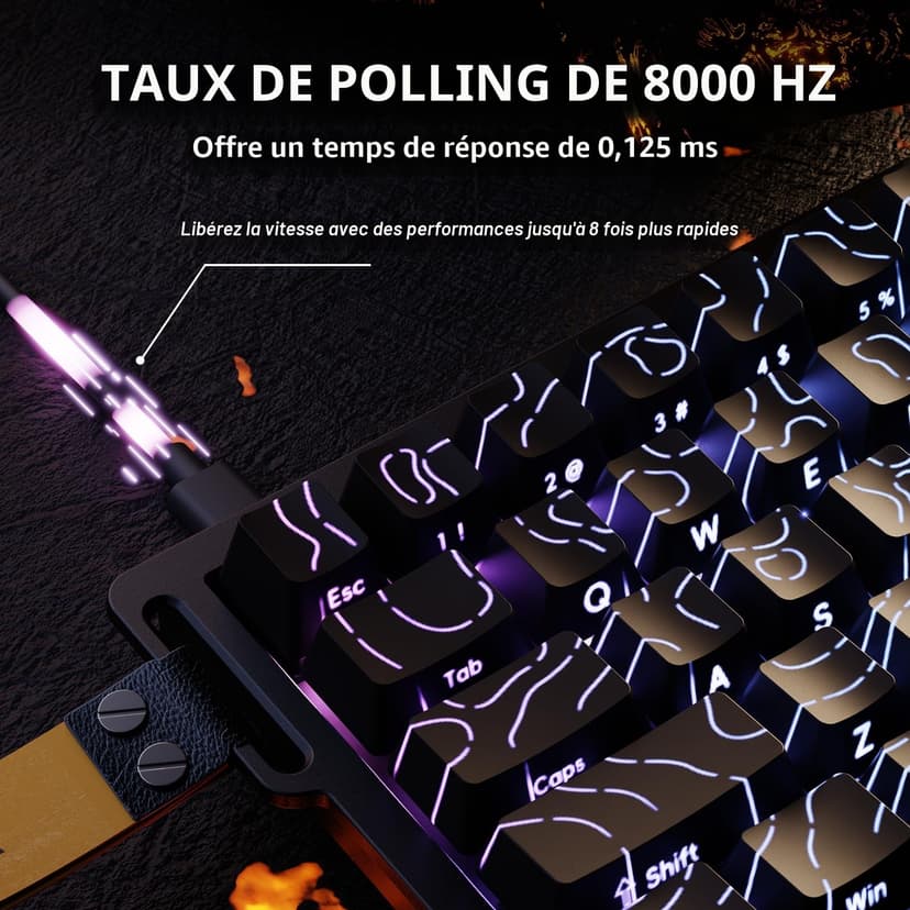 ATTACK SHARK X68 HE Clavier 8000Hz Rapid Trigger, Clavier Gamer Filaire RGB 60% avec Précision RT de 0,01 mm avec Interrupteur Magnétique, Actionnement Réglable, Snap Tap, pour PC/Mac, Contours Noirs - 3