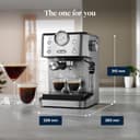 De'Longhi Linea Classic EM450.M Machine à café manuelle avec tige vapeur, machine à expresso avec pompe barista, buse pour cappuccino, filtre double paroi, 15 bar, tasse jusqu'à 13 cm, acier - 7
