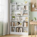 Hzuaneri Bookcase Bookcase with 6 Compartments Storage Shelf Standing Shelf for Living Room Office Bedroom 24 x 100 x 170 cm White BC64403X - 1