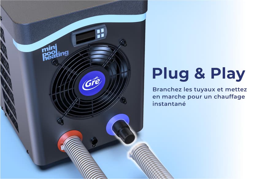 Gre HPM20 - Mini pompe à chaleur pour piscines hors-sol jusqu'à 20 m³, chauffage pour piscines hors-sol. Couleur grise - 3