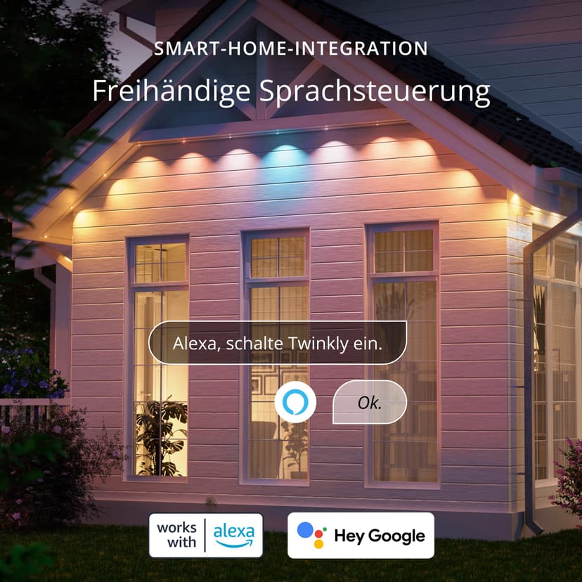 Twinkly Permanent Light - 72 RGB LED String, White Wire, Plug F - 6