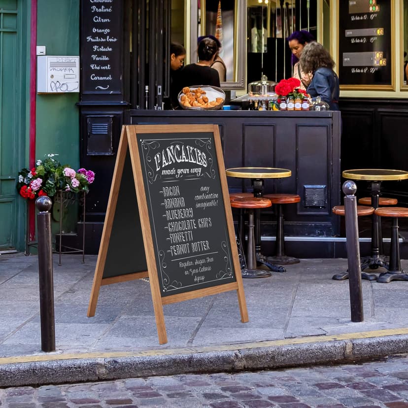 Display Sales Outdoor Chalkboard 54×95 cm | Weatherproof Wooden A-Board | Magnetic Pavement Sign with Beech Frame | Double-Sided A Frame Sign Board for Cafes, Shops, Bars and Restaurants - 7