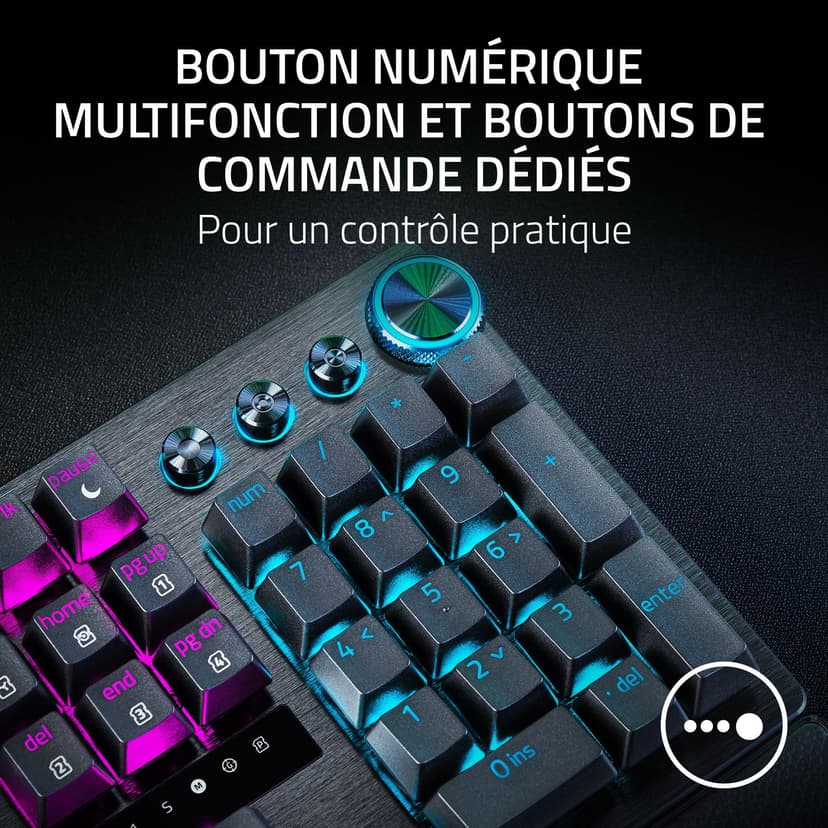Razer Huntsman V3 Pro (Analog Switch) - Optical Gamer Keyboard (Quick Release, Analog Switch Adjustable from 0.1 to 4.0mm, PBT Doubleshot Keys) AZERTY Keyboard | Black - 8