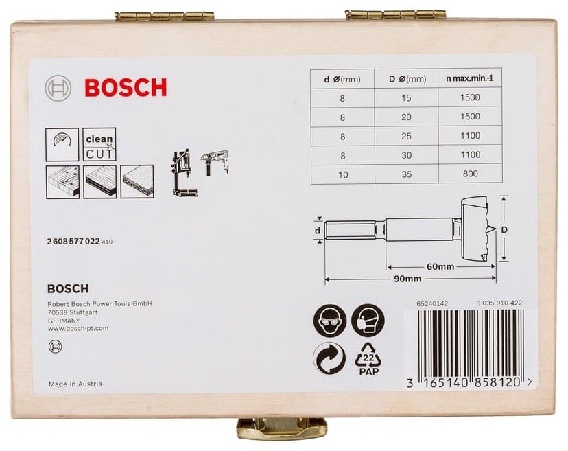 Bosch Professional 5-Piece Forstner Drill Bit Set (for Wood, Ø 15/20/25/30/35 mm, Length 90 mm, Drill Accessories) - 3