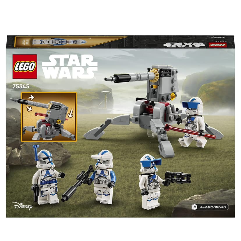 LEGO Star Wars 75345 Pack de Combat des Clone Troopers de la 501ème Légion - Jeu de Construction Collector - Canon AV-7 & 4 Minifigurines - Cadeau pour Garçon dès 6 Ans & Fans de la Guerre des Clones - 7