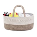 YEONHWA Boîte de rangement pour couches de bébé, panier de rangement en coton pour bébé en corde tissée, poignée portable avec grande boîte de rangement pour vestiaire, beige - 2