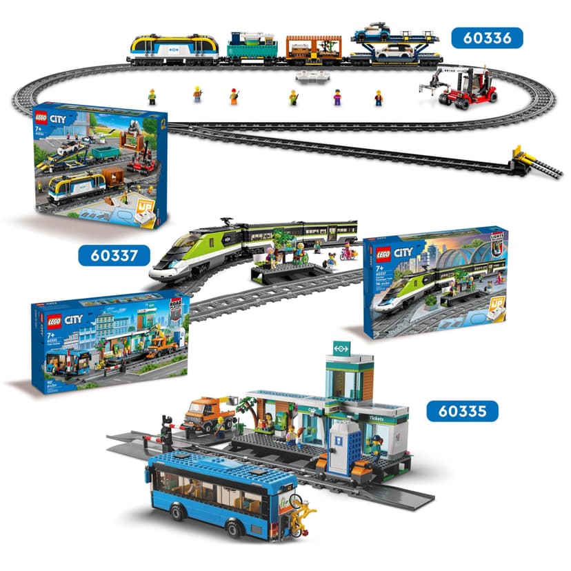 LEGO City Le Train de Voyageurs Express - Jouet Train Télécommandé avec Phares Fonctionnels, 2 Wagons, 24 Rails & 6 Minifigurines - Idée de Cadeau pour Garçon ou Fille dès 7 Ans 60337 - 7