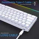 Dierya DK61se Mechanical Gaming Keyboard,60 percent Brown Switches,Ice Blue LED Backlit,Detachable USB-C Cable,Full-Key Rollover for Computer/PC/Laptop/MAC,US Layout,White - 5