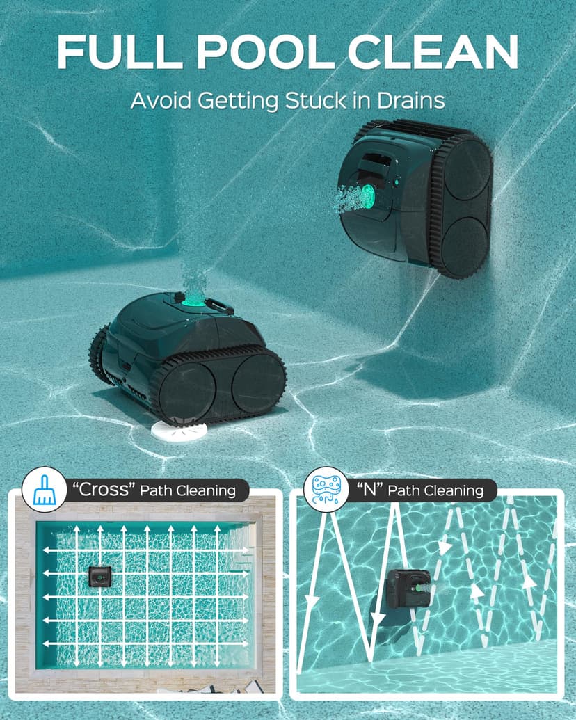 WYBOT C1 swimming pool robot with intelligent route planning, fully automatic cleaning of floors, water line, walls, up to 150 minutes, upgraded triple motor ideal for 150㎡ - 3