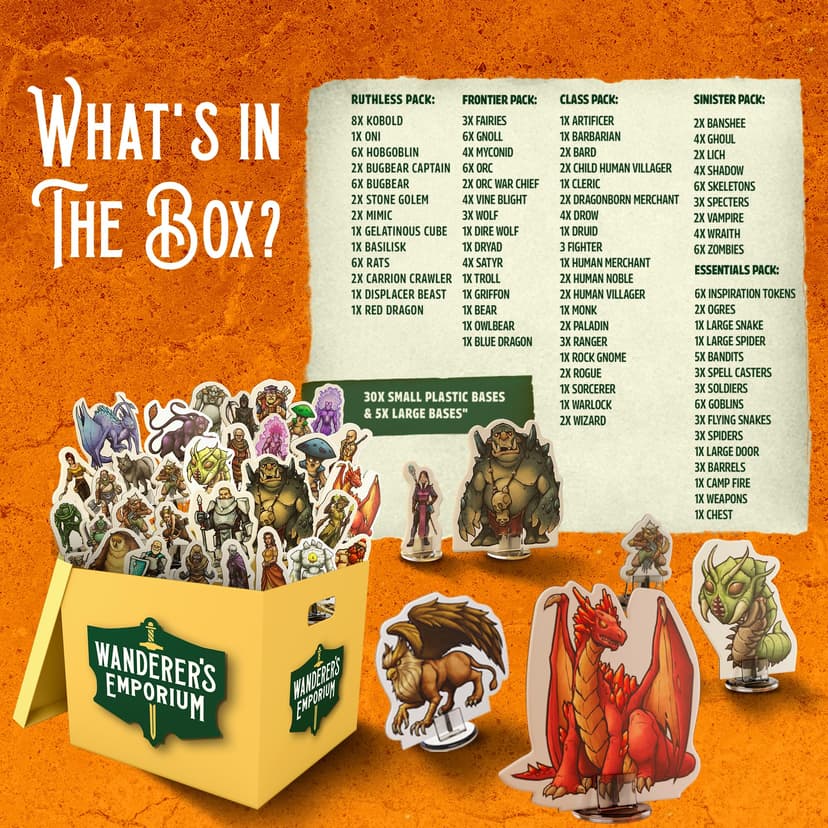 Wanderers Emporium Minis rigides et Plats pour Figurines DND avec Bases | Jeu de démarrage Donjons et Dragons à l'échelle 28 mm à 32 mm 5e (DM Starter Pack, 183, Miniatures) - 3