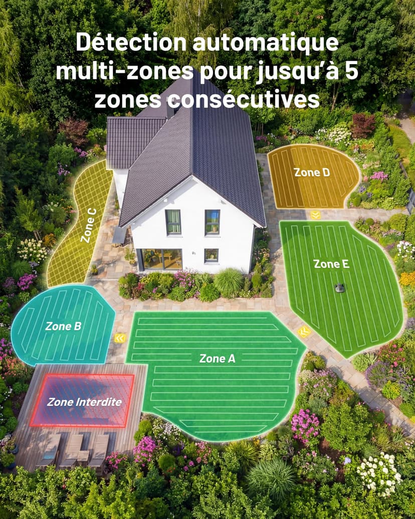 MAMMOTION YUKA Mini 2 500 Robot Tondeuse, jusqu'à 500m², Zéro Perte de Signal, sans RTK, AI Traitement d’Image à Trois Caméras Robot Tondeuse, Auto Cartographie Multi-Zones, DropMow - 8