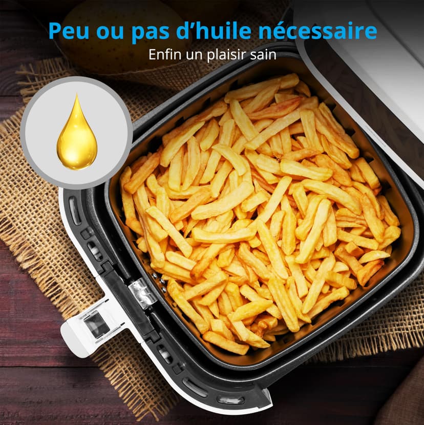 MEDION E40 XL MD11740 Hot Air Fryer (5.2 L, Airfryer, 2150 W, 9 Automatic Programs, Cooking Function, Oil-free Frying, Touch Control Panel, LED Display) White - 5
