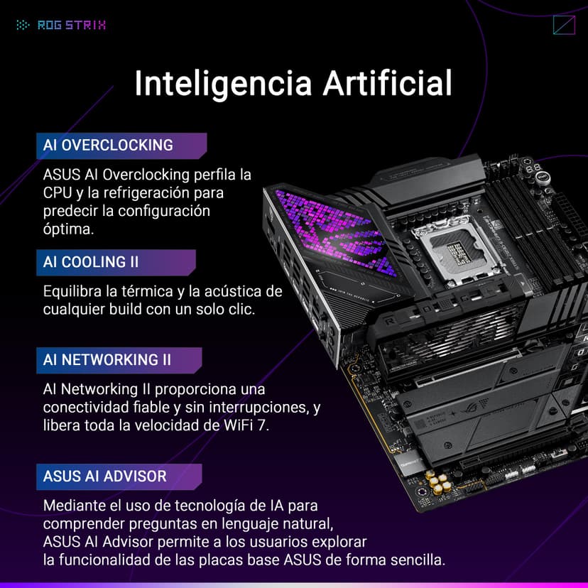 ASUS ROG Strix Z890-E Gaming WiFi – Carte mère Gaming Intel ATX (DDR5, 18+1+2+2 DrMOS, PCIe 5.0, 7 x M.2, WiFi 7, AI Overclocking, AI Networking II, Aura Sync RGB) - 3