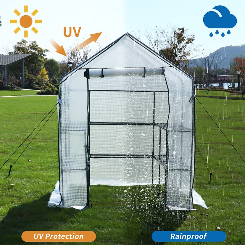 JUNGLE STONE Walk In Greenhouse With 10 Shelves, Reinforced PE Plastic Cover With Sturdy Steel Frame, Greenhouse/Plant Nursery for Gardens, Patios or Spaces Size, Easy to Assemble - 4