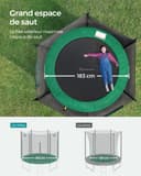 SONGMICS Trampoline Extérieur Enfant Diamètre 183 cm, Filet de Protection Externe, Coussins de Sécurité, Échelle, Poteau Droit de 180 cm de Haut, Cadre en Acier, Noir et Vert STR061C01 - 3