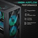 MUSETEX ATX PC Case Pre-Install 6 PWM ARGB Fans, Polygonal Mesh Computer Gaming Case, Opening Tempered Glass Side Panel Mid-Tower Case, USB 3.0 x 2, Black, NN8 - 3