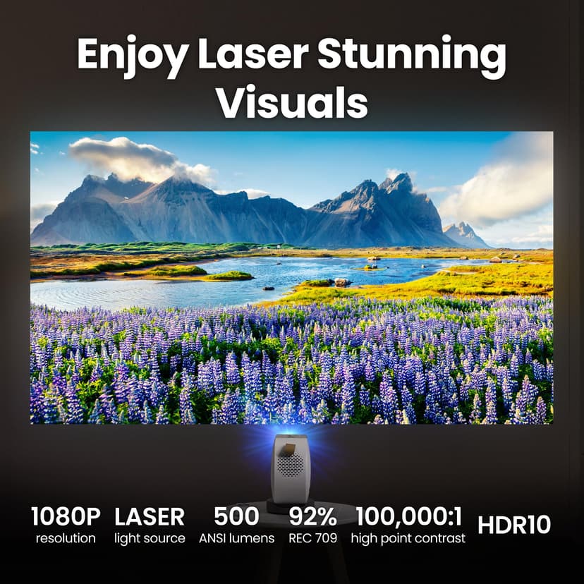 BenQ GV50 1080p Laser Portable Ceiling Projector with Tripod Base | Rotating Angle Projection | 500 Lumen | 18W Bass Bluetooth Speaker | Google TV with Netflix | Chromecast & AirPlay | Autofocus - 7