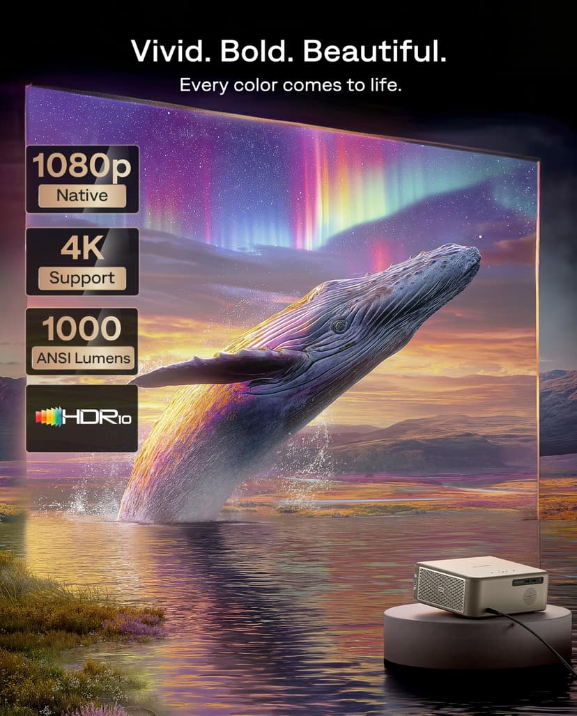 Aurzen EAZZE D1 MAX Upgraded Google TV Smart Projector 4K Supported, Ultra-Bright 1000 ANSI Lumens, MEMC Tech, Fully Automatics, 20W Dolby Audio, Home Theater Movie Projector with WiFi and Bluetooth - 7