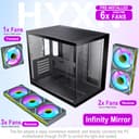 H3 ATX PC Case - Pre-Installed 6 Infinity Mirror PWM ARGB Fans, Compact ATX Dual Chamber Mid Tower Gaming PC Case, with Type-C 3.2 (Black, H3) - 6