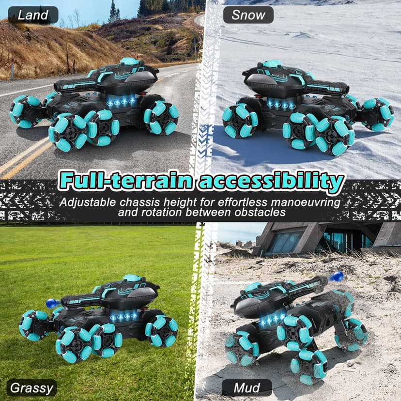 Gkstly RC Tank Toy, Gesture Sensing RC Stunt Car with Light & Music, 2.4G Remote Control Tank Shooting Water Bullets, 360° Rotation Drift Battle Tanks Birthday Festival Gifts for Adults Boys Girls - 4