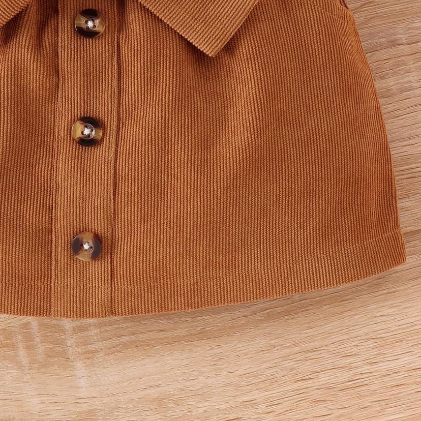 Geagodelia 2Pcs Baby Girl Outfit Clothes Set Newborn Toddler Clothing Long Sleeve Shirt Top + Skirts Spring Autumn Baby Grows 0-4 Years (Beige & Khaki, 6-12 Months) - 7