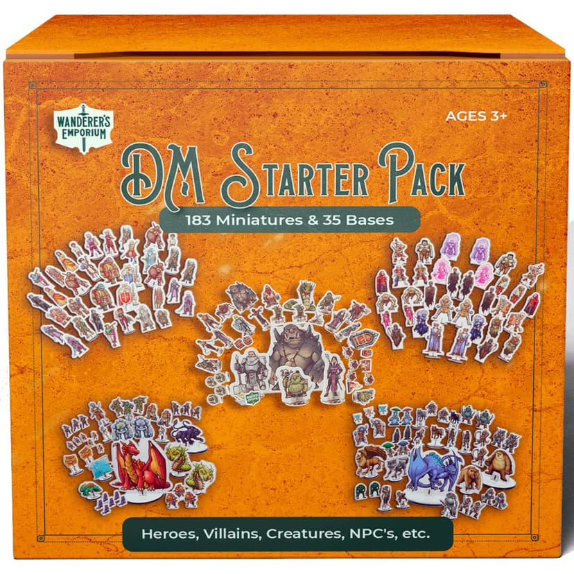 Wanderers Emporium Minis rigides et Plats pour Figurines DND avec Bases | Jeu de démarrage Donjons et Dragons à l'échelle 28 mm à 32 mm 5e (DM Starter Pack, 183, Miniatures) - 1