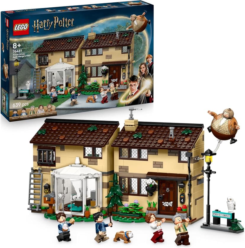 LEGO Harry Potter Privet Drive: Aunt Marge's Visit – Toy House with a Detailed Interior, 5 Minifigures & Inflated Aunt Marge Figure - Prisoner of Azkaban Gift for 8+ Year Old Girls & Boys - 76451 - 1