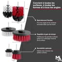 Brosse Nettoyage perceuse sans Fil [Poils Souples et durs]. Nettoie Vite Voiture, Tissus, Jantes, Salle de Bain - Kit Brosse Nettoyage Voiture - Drill Brush - 5