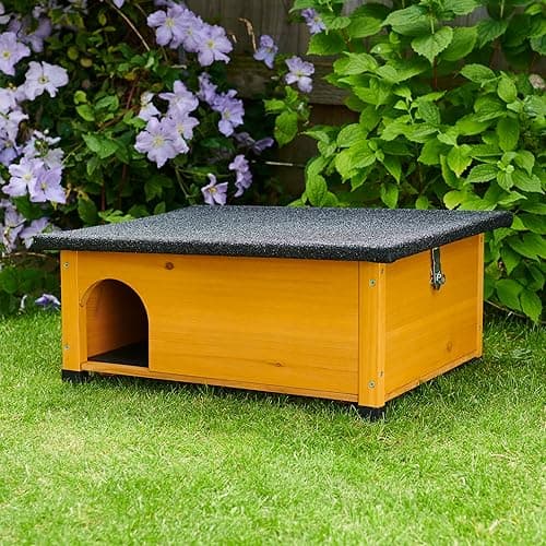 FeelGoodUK Hedgehog House and Hibernation Shelter - Large Predator-Proof Outdoor Habitat - Felt Roof Cover and Full Wood Flooring - Best Pet Garden Hedgehogs Wooden Hide House (Sage Grey, Standard)