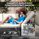 Outsunny Salon de Jardin extérieur d'angle et Convertible 4 pièces avec 2 banquettes, 1 Fauteuil d'angle et 1 Table Basse, Aluminium et Acier mobilier de Jardin pour Balcon terrasse, Beige - 5