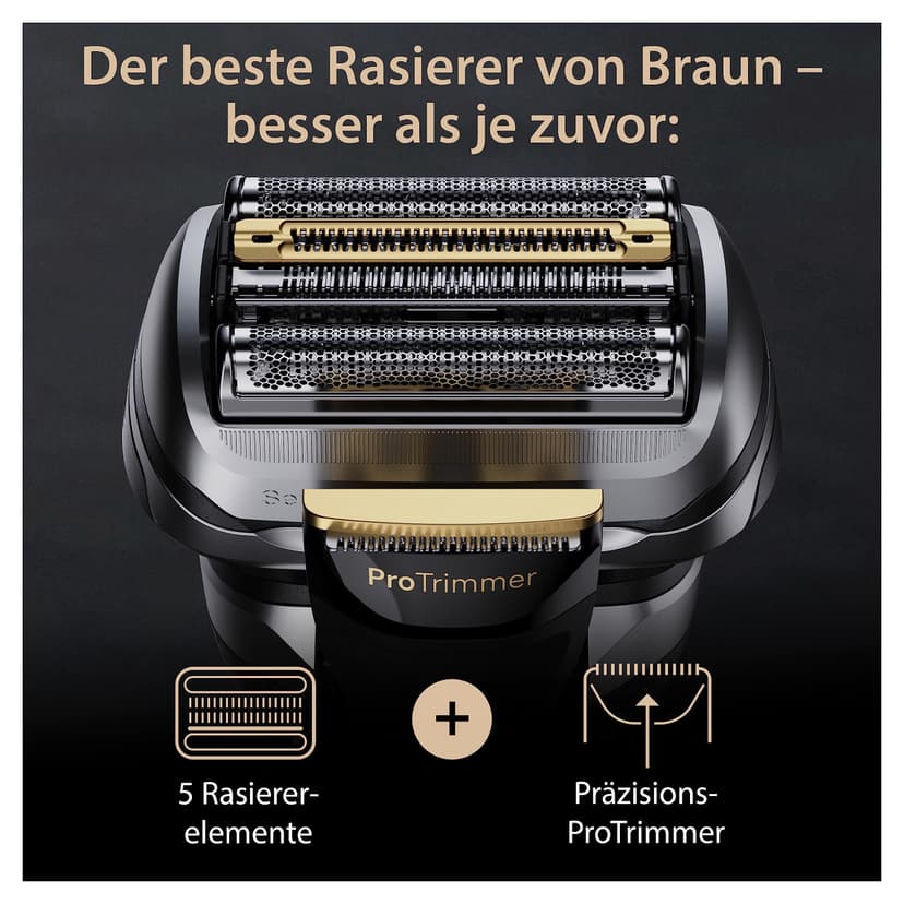 Braun Series 9 Pro +, Men's Beard Trimmer, Electric Razor Beard Trimmer, Fabric Travel Case, Lithium Ion Battery, 100% Waterproof Gift Idea, 9517s Silver - 5