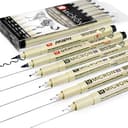 SAKURA Pigma Micron - Fineliner Pigment Pens - 01/03/05/08/Graphic/Brush - Pack of 6 - Black Ink - 4