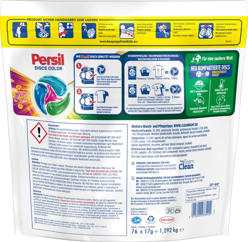 Persil Color 4 in 1 DISCS 76 lavaggi, detersivo con tecnologia puramente profonda, detersivo per colori per bucato puro e freschezza igienica per la macchina - 2