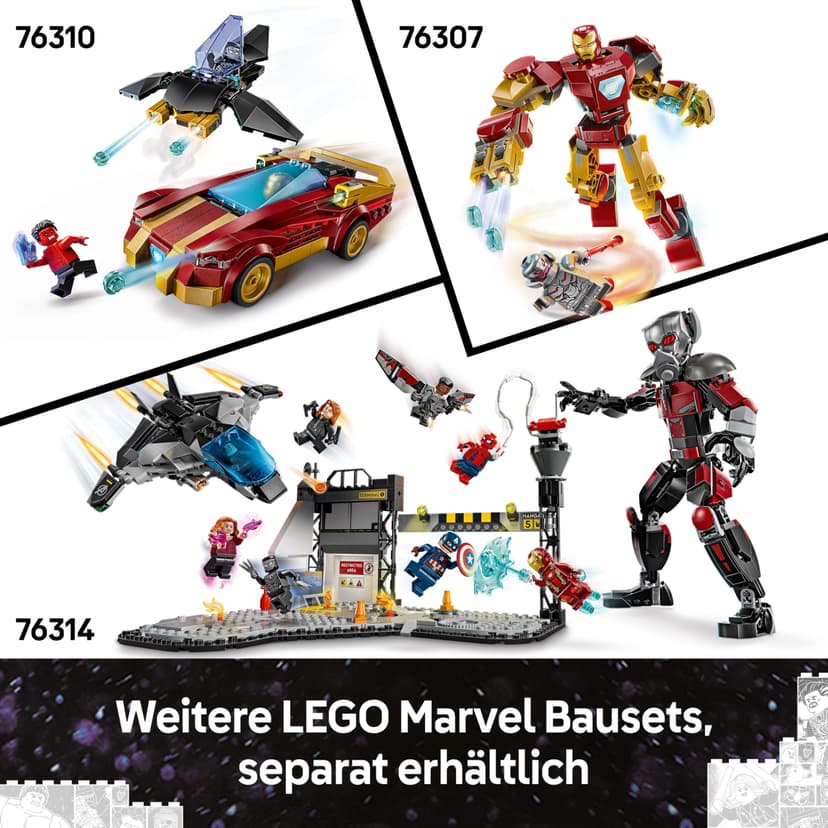 LEGO Marvel: MARVEL Logo & Minifigures - Super-Hero Building Toy with 5 Characters incl. Iron Man, Thor, Black Widow & Hulk - Avengers Gift for 12+ Year Old Boys, Girls & Teens 76313 - 7