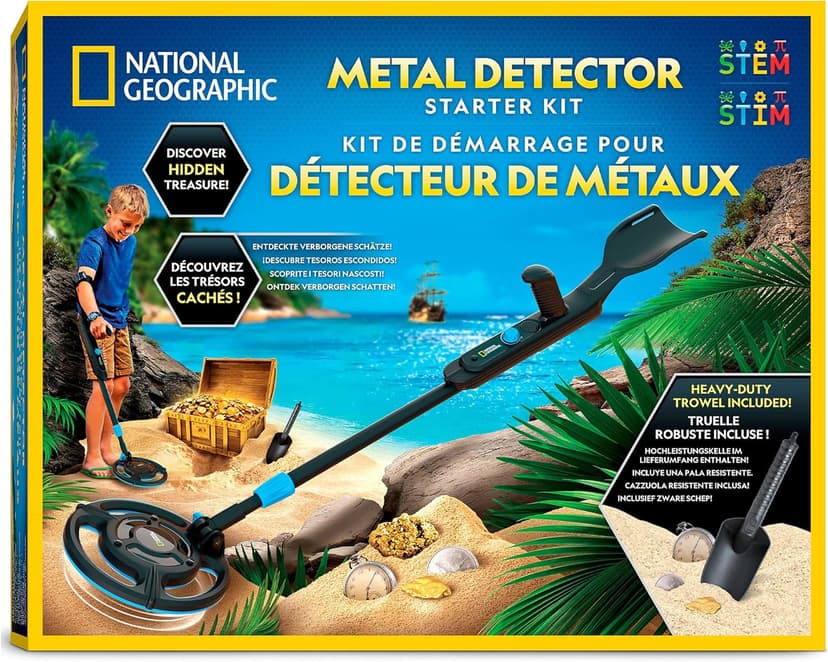 National Geographic Starter Metal Detector Kit – Kids Metal Detector with 18.8 cm Waterproof Coil & Trowel, Great for Gold Hunting & Beach Exploration - 1