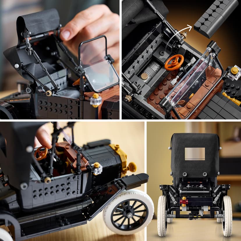 LEGO Icons Ford Model T - Retro Car Model Kit for Adults - Collectible Display Set w/Fabric Roof, Tall Wheels & Split Windscreen - DIY Gift for Fans of Classic Vehicles - 11376 - 5