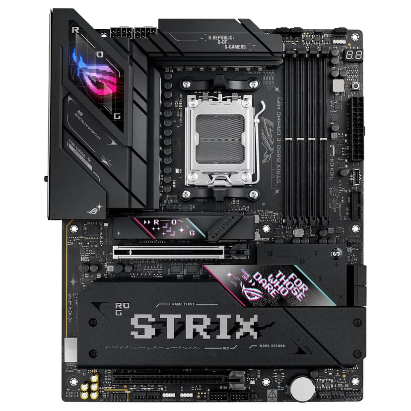ASUS ROG Strix B850-E Gaming WiFi AMD motherboard, 16+2+2 power stages, DDR5 slots, five M.2 slots, PCIe 5.0, WiFi 7, USB4 Type-C port, USB 20Gbps w/ PD 3.0 up to 30W and Aura Sync RGB - 8