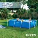Intex Metal Frame Rectangular Swimming Pool 300 x 200 x 75cm, Blue Above Ground Garden Pool for Kids and Family, 3834L Water Capacity, Puncture-Resistant 3-Ply Material, Pump Not Included, 28272NP - 3