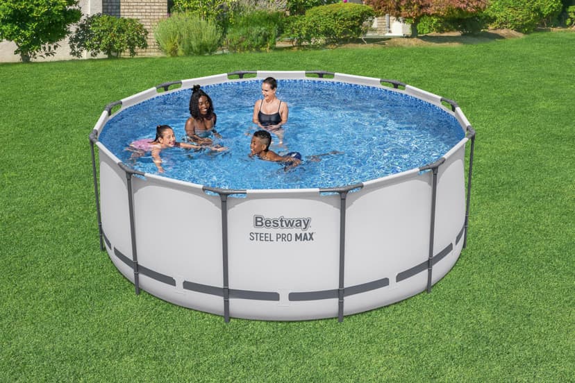 Bestway Steel Pro MAX Frame Pool Complete Set with Filter Pump, Diameter 366 x 122 cm, Light Grey, Round - 4