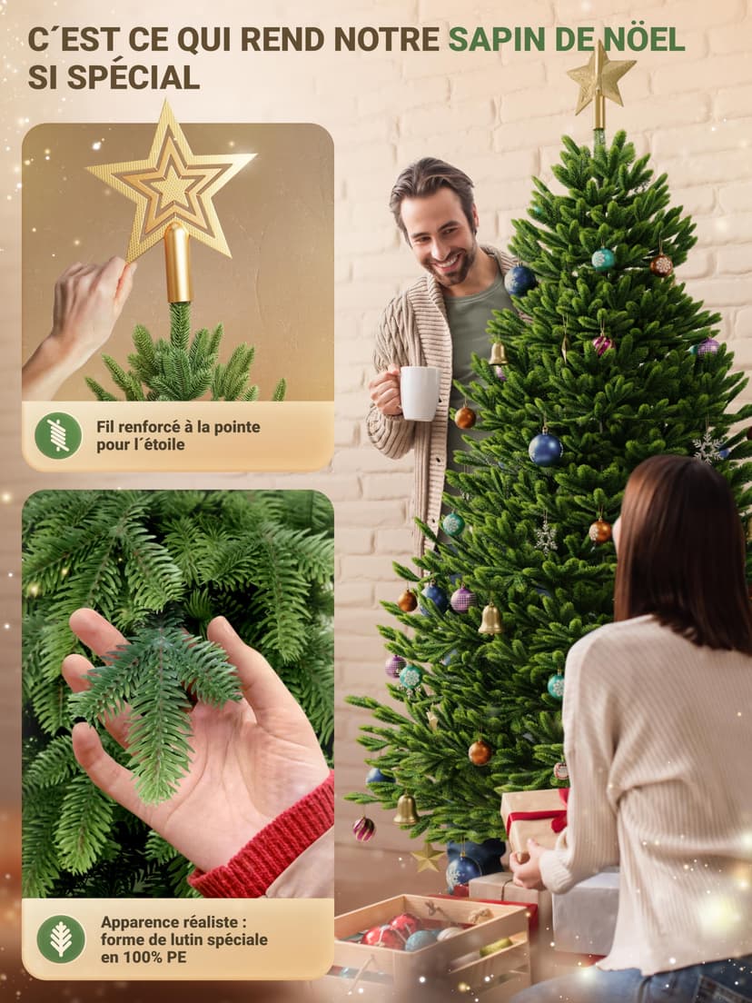 Artificial Christmas Tree 180 cm [Premium] - Lifelike Christmas Tree with Sturdy Top | Nordmann Fir Made from 100% Injection Moulded Needles Including FSC Certified Christmas Tree Wooden Stand & - 5
