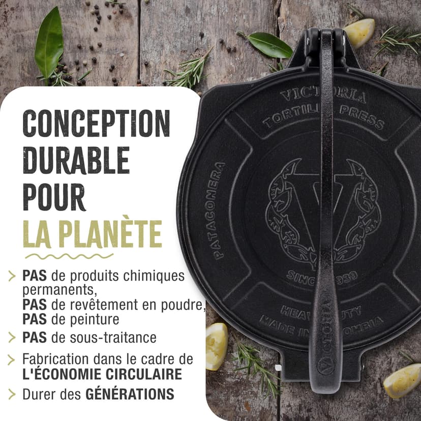Victoria Presse à Tortilla pour Tortillas Mexicaines en Fonte HD Pré-assaisonnée, 20cm, Pataconera Colombienne Professionnelle pour Tacos, Arepas, Quesadillas, Empanadas, Patacones, Roti Maker - 6