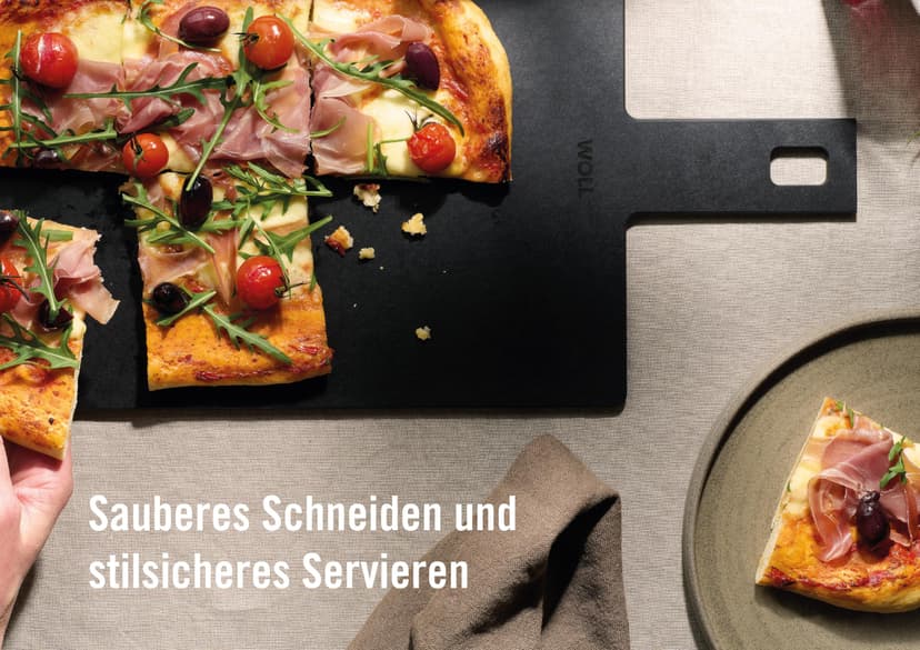 Woll Cut & Serve Chopping Board Breakfast Set 2-Piece 27 x 15 cm, 7 mm High, FSC Certified Paper Composite, BPA and VOC-Free, Heat Resistant up to 175°C, Dishwasher Safe, Matte Black - 2