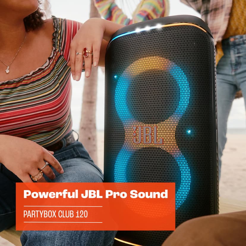 JBL PartyBox Club 120 Portable Bluetooth Party Speaker with Foldable Handle, JBL Pro Sound, Splashproof Design, Light Show, AI Sound Boost, 12-Hour Playtime, Black, EU Plug (Type C) - 6