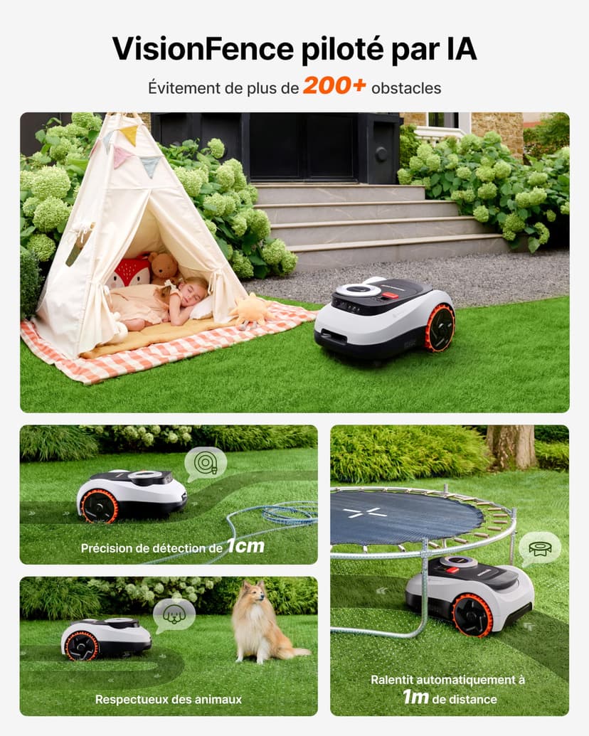 Segway Navimow i215 LiDAR Robot tondeuse pour 1500m² avec Garage M, pentes de 45%, LiDAR à semi-conducteurs et Vision, cartographie automatique, sans fil, sans antenne, 4G intégré (expédié séparément) - 5